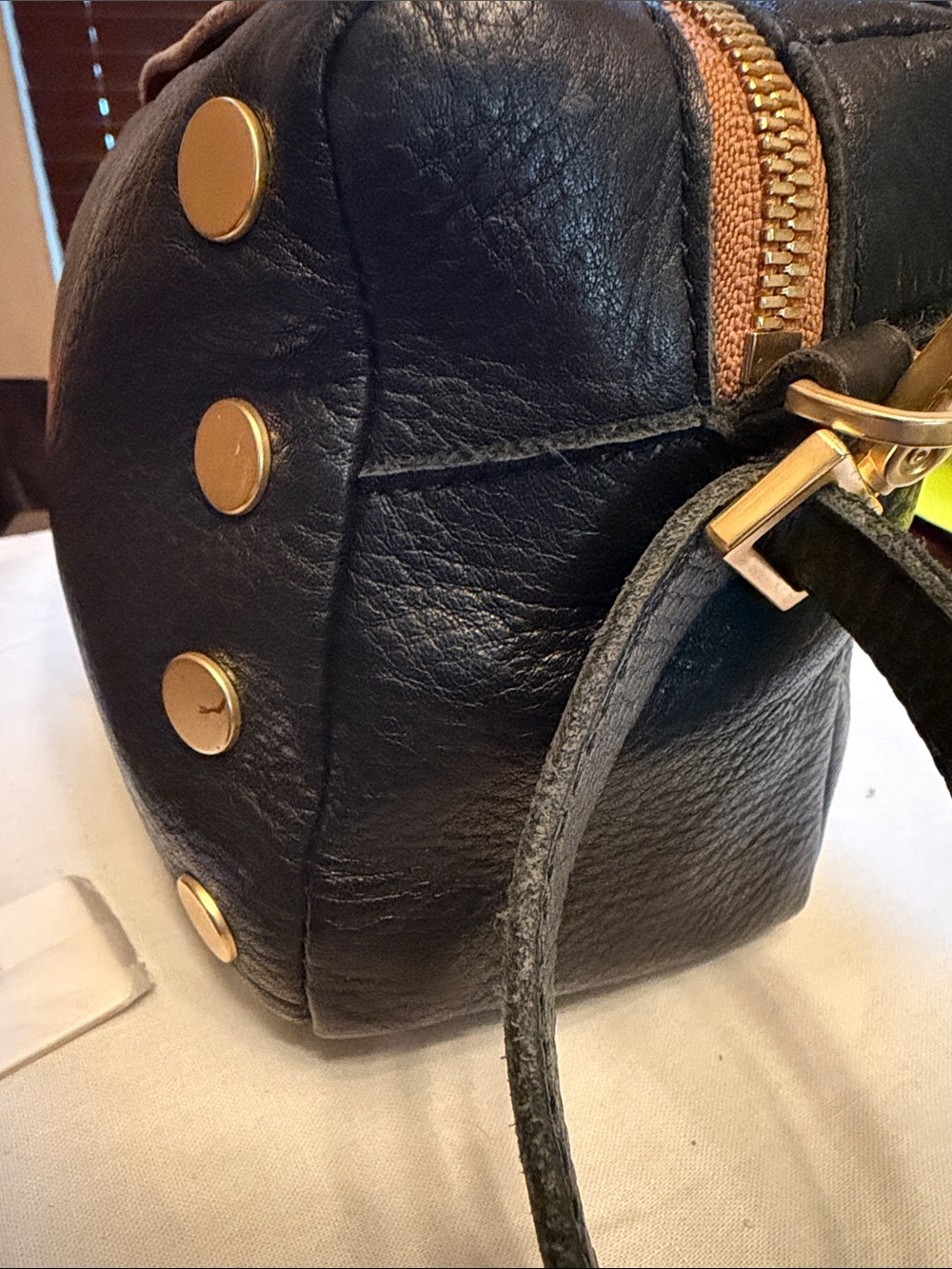Hammitt Black Leather Crossbody with Gold Stud Accents - Picture 2 of 10